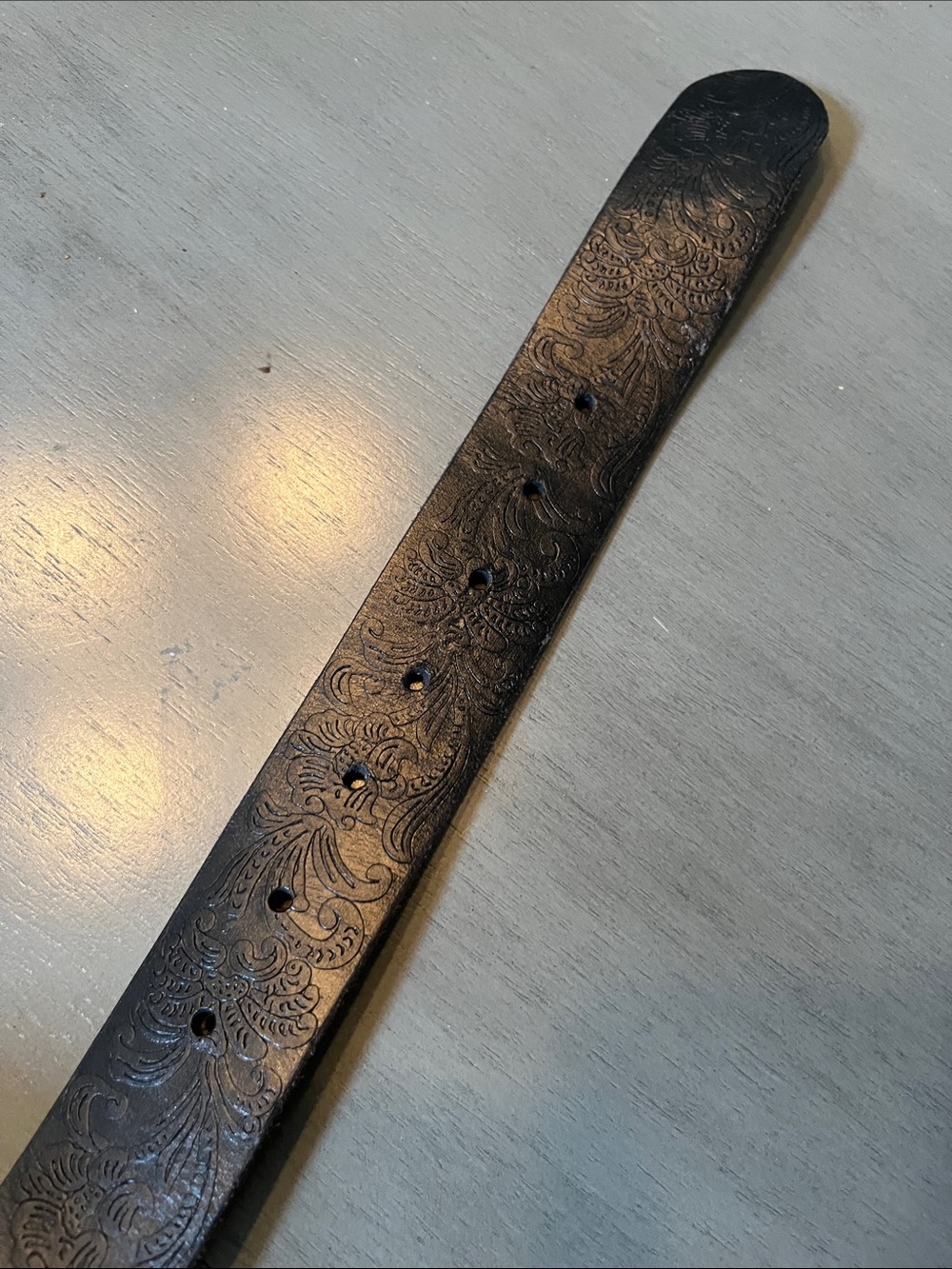 NEW BELTs heavy duty genuine full grain floral engraved tool leather belt Strap - Picture 8 of 9